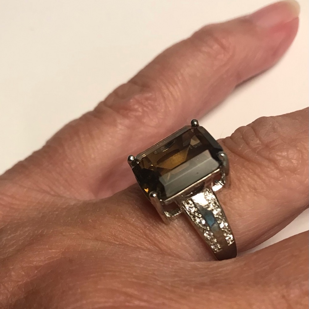Smokey Topaz Stamped 925 Sterling Silver Ring